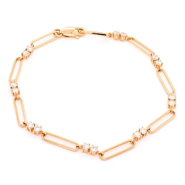 18K Yellow Gold Paperclip Diamond Bracelet LeeBrant Jewelry & Watch Co Sandy Springs, GA