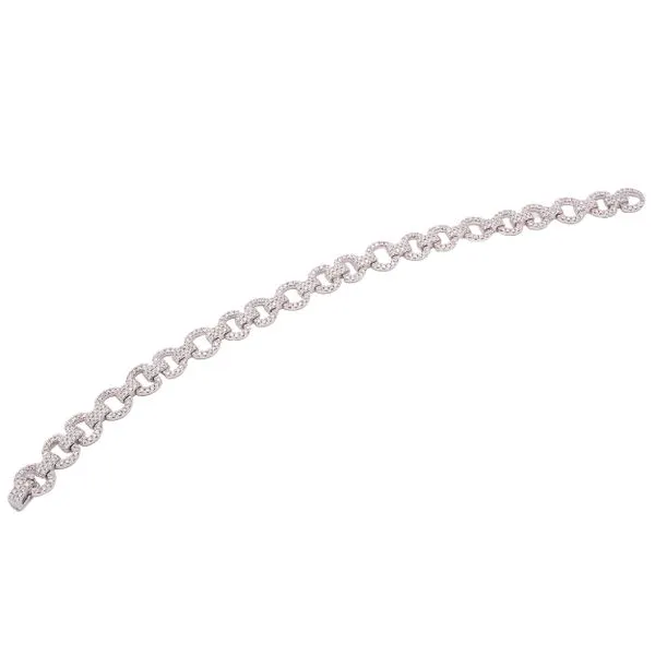 18K White Gold Diamond Bow Link Bracelet Image 2 LeeBrant Jewelry & Watch Co Sandy Springs, GA
