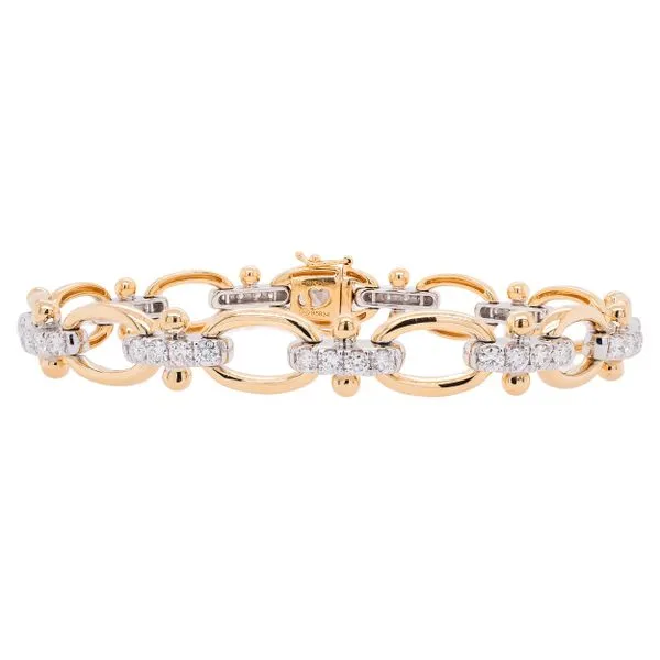 18K Yellow and White Gold Oval Diamond Peg Link Bracelet LeeBrant Jewelry & Watch Co Sandy Springs, GA