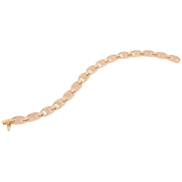 18K Yellow Gold Double Line Glyph Diamond Link Bracelet Image 2 LeeBrant Jewelry & Watch Co Sandy Springs, GA