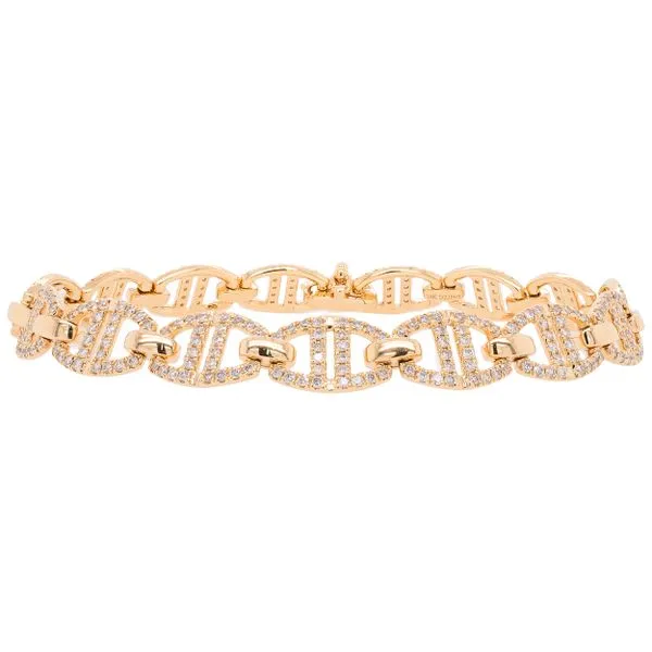 18K Yellow Gold Double Line Glyph Diamond Link Bracelet LeeBrant Jewelry & Watch Co Sandy Springs, GA
