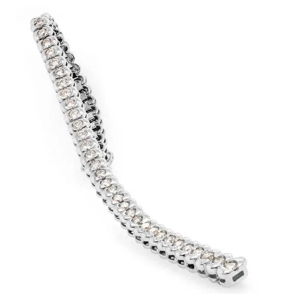 18K White Gold Diamond Half Bezel Tennis Bracelet Image 2 LeeBrant Jewelry & Watch Co Sandy Springs, GA