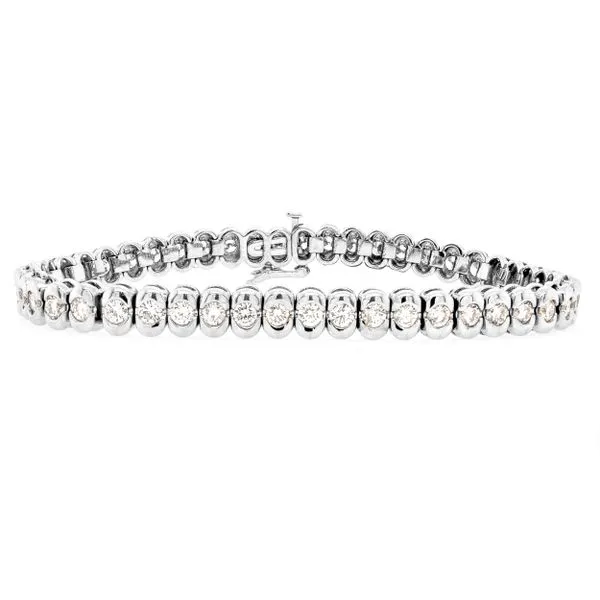 18K White Gold Diamond Half Bezel Tennis Bracelet LeeBrant Jewelry & Watch Co Sandy Springs, GA