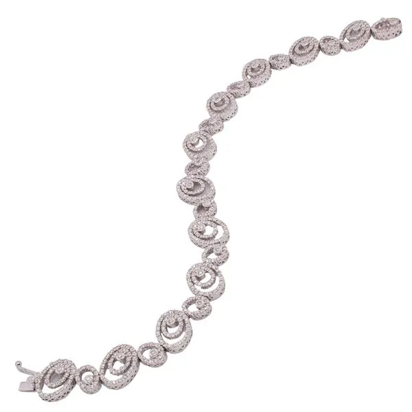 18K White Gold Oval Layered Diamond Bracelet Image 2 LeeBrant Jewelry & Watch Co Sandy Springs, GA