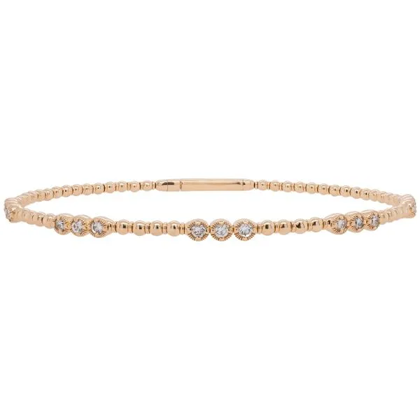 14K Yellow Gold Diamond Bezel Textured Flexi Bangle Bracelet LeeBrant Jewelry & Watch Co Sandy Springs, GA