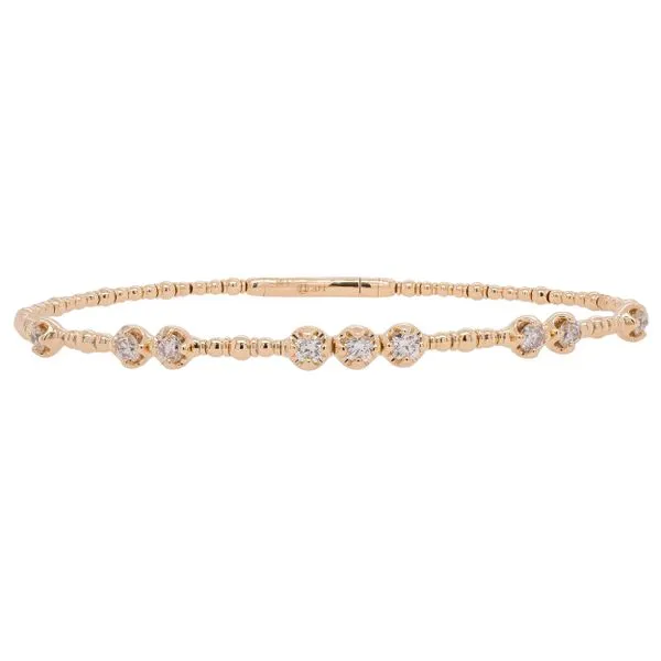 14K Yellow Gold Diamond Prong Set Textured Flexi Bangle Bracelet LeeBrant Jewelry & Watch Co Sandy Springs, GA