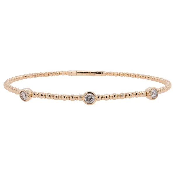 14K Yellow Gold Diamond Bezel Textured Bangle Bracelet LeeBrant Jewelry & Watch Co Sandy Springs, GA