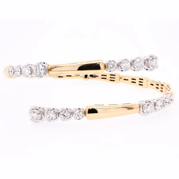 18K Yellow and White Gold Diamond Bypass Bangle Bracelet LeeBrant Jewelry & Watch Co Sandy Springs, GA