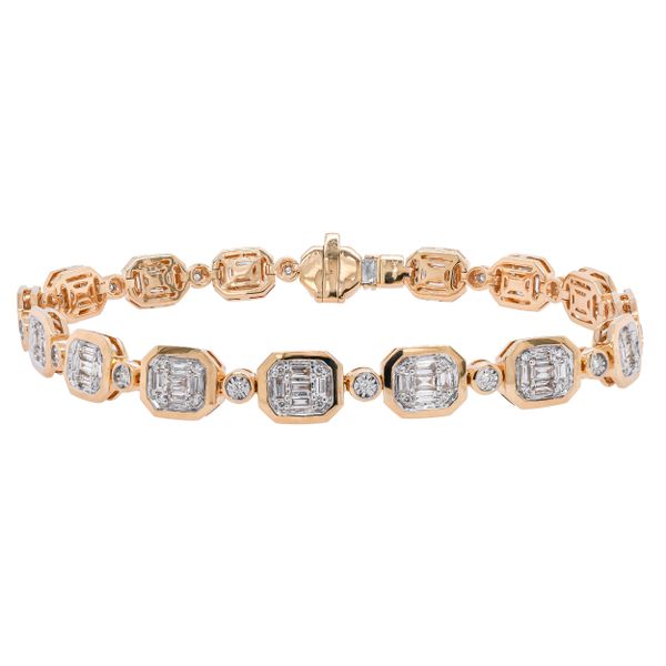 14K Yellow Gold Diamond Emerald Shaped Bracelet Image 4 LeeBrant Jewelry & Watch Co Sandy Springs, GA