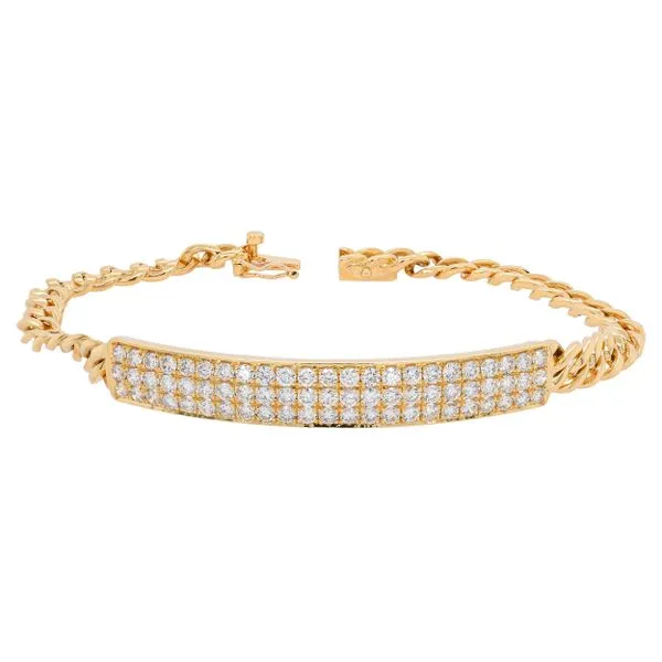 18K Yellow Gold Diamond Bar Curb Link Bracelet 7in LeeBrant Jewelry & Watch Co Sandy Springs, GA
