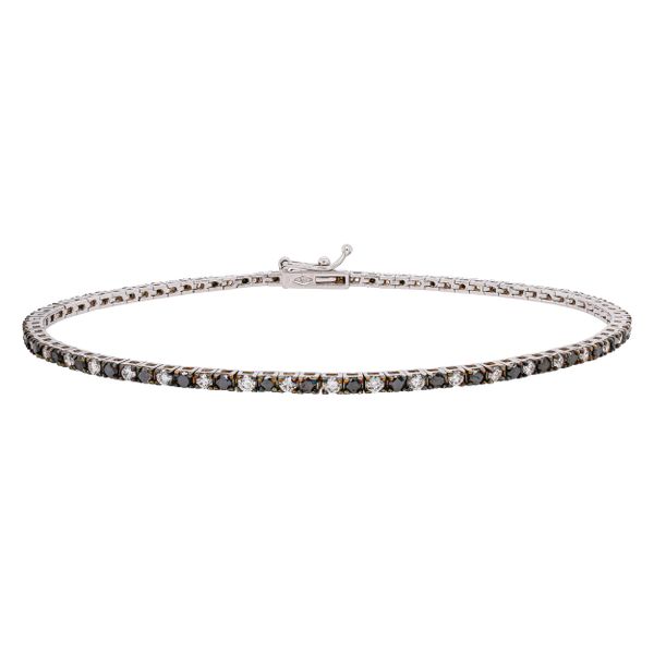 18K White Gold Black Diamond Alternating Tennis Bracelet LeeBrant Jewelry & Watch Co Sandy Springs, GA