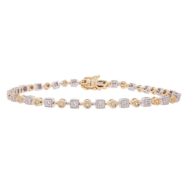 14K White and Yellow Gold Antique Diamond Tennis Bracelet LeeBrant Jewelry & Watch Co Sandy Springs, GA