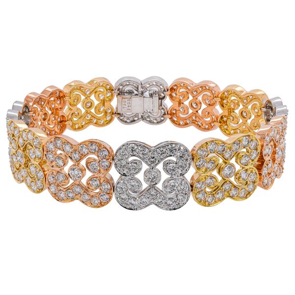 TRI COLOR SCROLL LINK 18KT DIA BRACELET-276D=12.93CTTW H/SI LeeBrant Jewelry & Watch Co Sandy Springs, GA