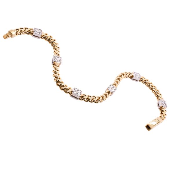 14K Yellow and White Gold Square Set Diamond Braid Bracelet Image 2 LeeBrant Jewelry & Watch Co Sandy Springs, GA