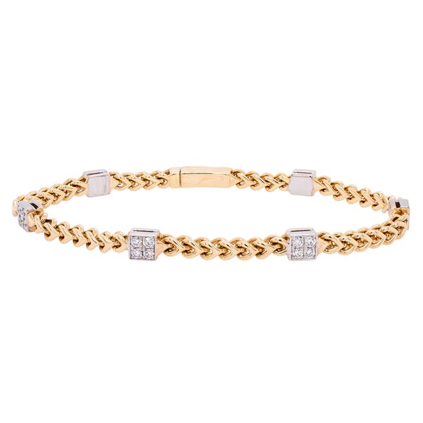 14K Yellow and White Gold Square Set Diamond Braid Bracelet LeeBrant Jewelry & Watch Co Sandy Springs, GA