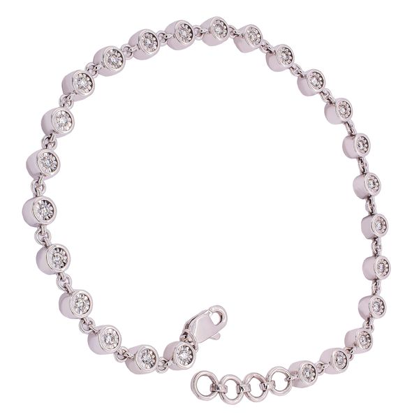 14K White Gold Bezel Diamond Chain Link Bracelet LeeBrant Jewelry & Watch Co Sandy Springs, GA