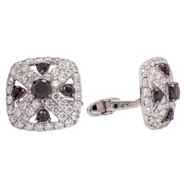 18K White Gold Black Diamond Square Cufflinks LeeBrant Jewelry & Watch Co Sandy Springs, GA