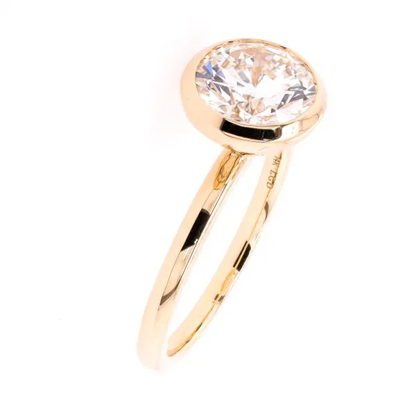 14K Yellow Gold Round Brilliant Bezel Set Lab Diamond Engagement Ring Image 2 LeeBrant Jewelry & Watch Co Sandy Springs, GA