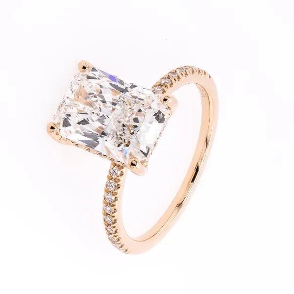 14K Yellow Gold Hidden Halo Radiant Cut Diamond Shank Engagement Ring Image 2 LeeBrant Jewelry & Watch Co Sandy Springs, GA