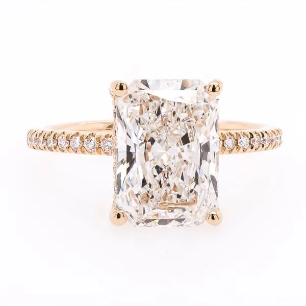 14K Yellow Gold Hidden Halo Radiant Cut Diamond Shank Engagement Ring LeeBrant Jewelry & Watch Co Sandy Springs, GA