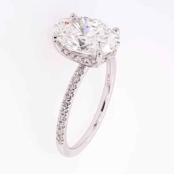 14K White Gold Lab Diamond Oval Hidden Halo Engagement Ring with Diamond Shank Image 2 LeeBrant Jewelry & Watch Co Sandy Springs, GA