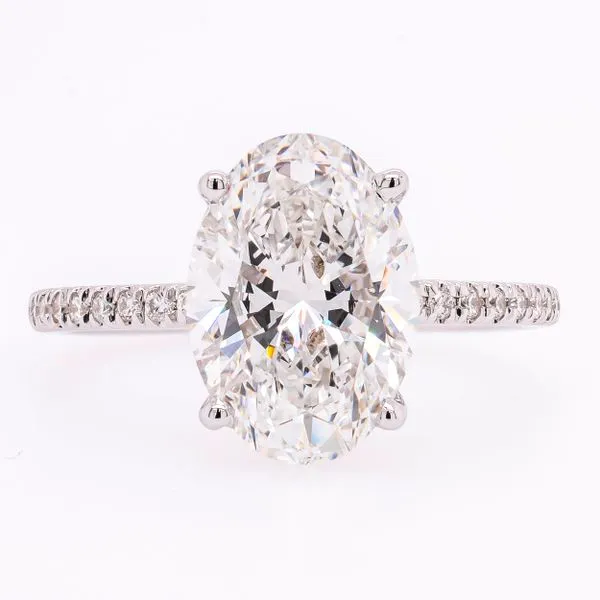 14K White Gold Lab Diamond Oval Hidden Halo Engagement Ring with Diamond Shank LeeBrant Jewelry & Watch Co Sandy Springs, GA