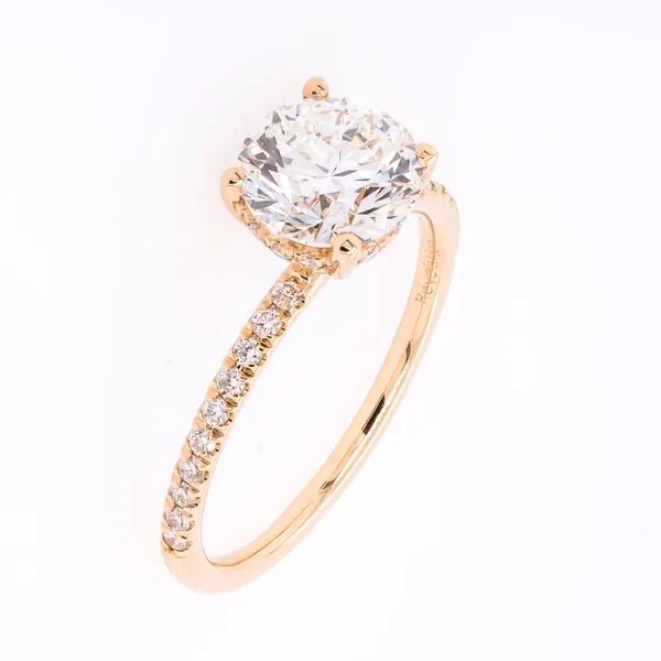 14K Yellow Gold Lab Diamond Round Hidden Halo Engagement Ring with Diamond Shank Image 2 LeeBrant Jewelry & Watch Co Sandy Springs, GA