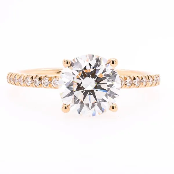 14K Yellow Gold Lab Diamond Round Hidden Halo Engagement Ring with Diamond Shank LeeBrant Jewelry & Watch Co Sandy Springs, GA