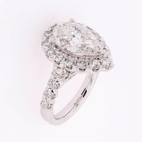 14K White Gold Pear Halo Lab Diamond Engagement Ring with Diamond Shank Image 2 LeeBrant Jewelry & Watch Co Sandy Springs, GA