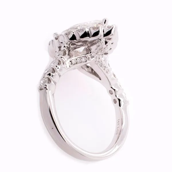 14K White Gold Pear Halo Lab Diamond Engagement Ring with Diamond Shank Image 3 LeeBrant Jewelry & Watch Co Sandy Springs, GA