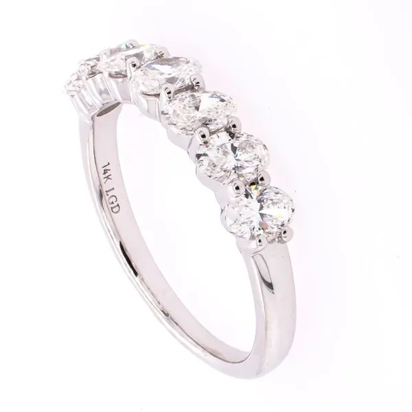 14K White Gold Angled Oval Lab Diamond Wedding Band Image 2 LeeBrant Jewelry & Watch Co Sandy Springs, GA