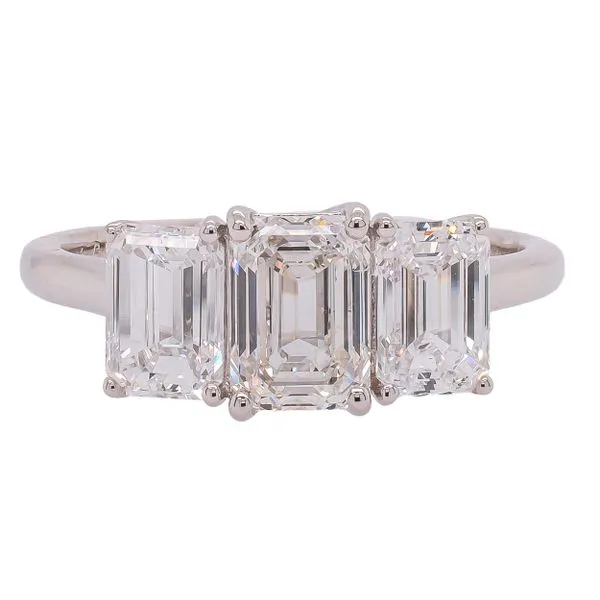 14K White Gold 2CTW Emerald Lab Diamond 3-Stone Engagement Ring LeeBrant Jewelry & Watch Co Sandy Springs, GA