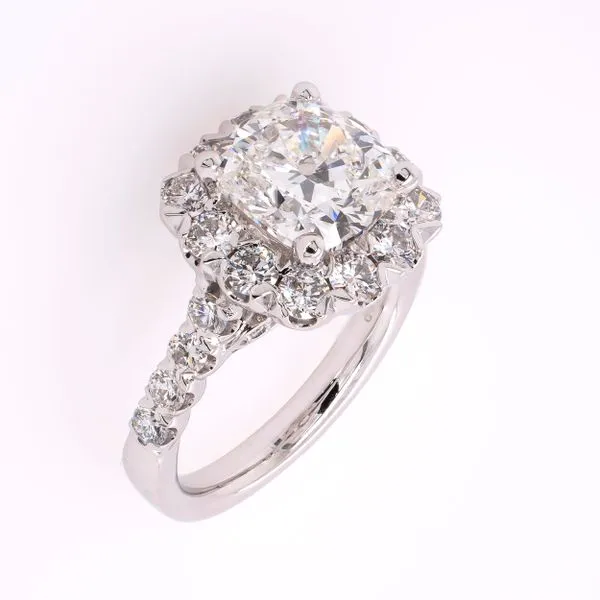 14K White Gold Cushion Cut Halo Lab Diamond Engagement Ring 4.40CTW Image 2 LeeBrant Jewelry & Watch Co Sandy Springs, GA