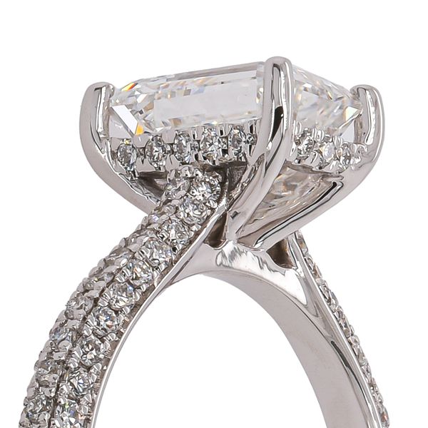 14K White Gold Hidden Halo Emerald Cut Lab Diamond Engagement Ring Image 3 LeeBrant Jewelry & Watch Co Sandy Springs, GA