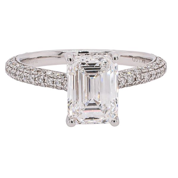 14K White Gold Hidden Halo Emerald Cut Lab Diamond Engagement Ring LeeBrant Jewelry & Watch Co Sandy Springs, GA