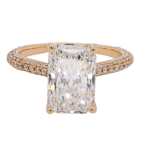 14K Yellow Gold Hidden Halo Radiant Cut Lab Diamond Engagement Ring – 3.70 CTW | EF VS LeeBrant Jewelry & Watch Co Sandy Springs, GA