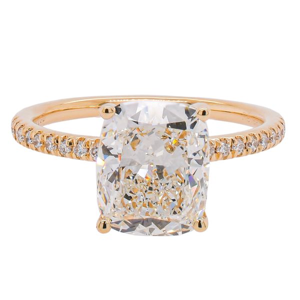 14K Yellow Gold Elongated Cushion Lab Diamond Halo Engagement Ring – 2.83 CTW | EF VS LeeBrant Jewelry & Watch Co Sandy Springs, GA