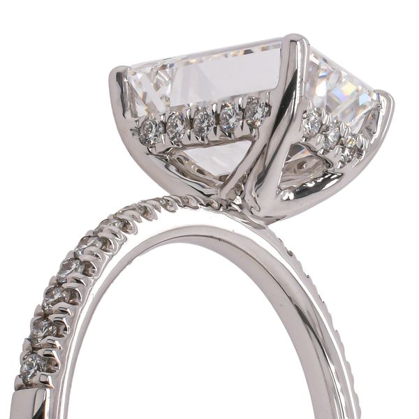 14K White Gold Emerald Cut Lab Diamond Halo Engagement Ring Image 3 LeeBrant Jewelry & Watch Co Sandy Springs, GA