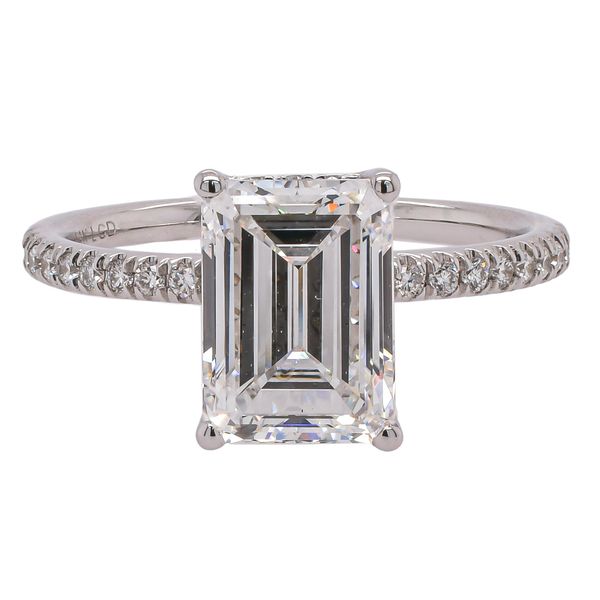 14K White Gold Emerald Cut Lab Diamond Halo Engagement Ring LeeBrant Jewelry & Watch Co Sandy Springs, GA