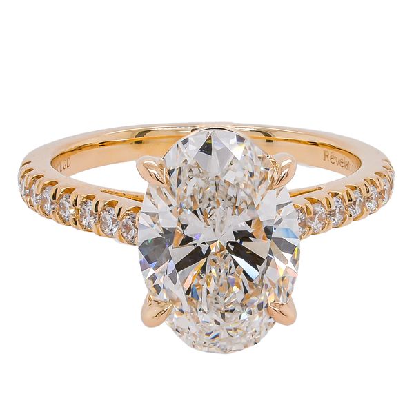 14K Yellow Gold Oval Lab Diamond Cathedral Engagement Ring LeeBrant Jewelry & Watch Co Sandy Springs, GA