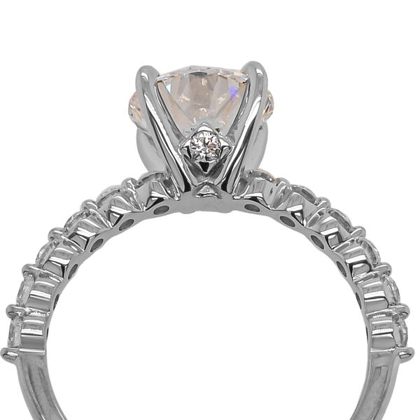 14K White Gold Round 3CT Lab Diamond Engagement Ring with Shared Prong Shank Image 3 LeeBrant Jewelry & Watch Co Sandy Springs, GA