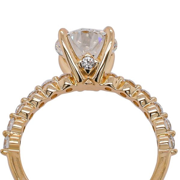 14K Yellow Gold Round 2CT Lab Diamond Engagement Ring with Shared Prong Shank Image 3 LeeBrant Jewelry & Watch Co Sandy Springs, GA