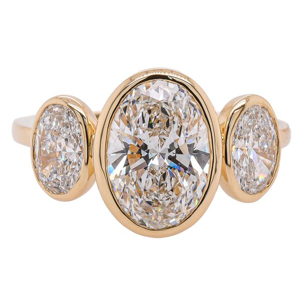 14K Yellow Gold Oval Bezel Set Three Stone Lab Diamond Engagement Ring LeeBrant Jewelry & Watch Co Sandy Springs, GA