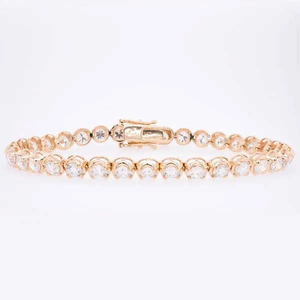 14K Yellow Gold Crown Prong Lab Diamond Tennis Bracelet 7.25