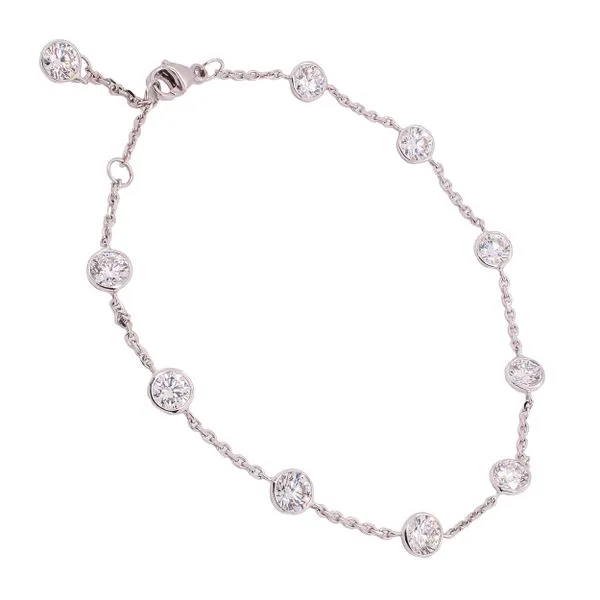 14K White Gold Diamond Bezel Station Bracelet LeeBrant Jewelry & Watch Co Sandy Springs, GA