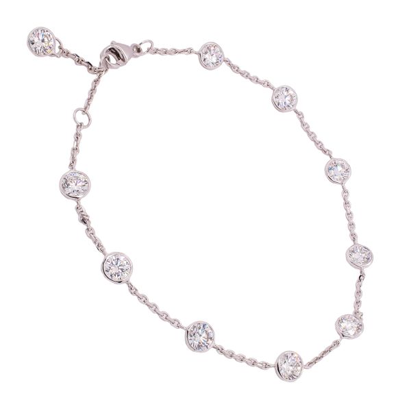 14K White Gold Diamond Bezel Station Bracelet LeeBrant Jewelry & Watch Co Sandy Springs, GA