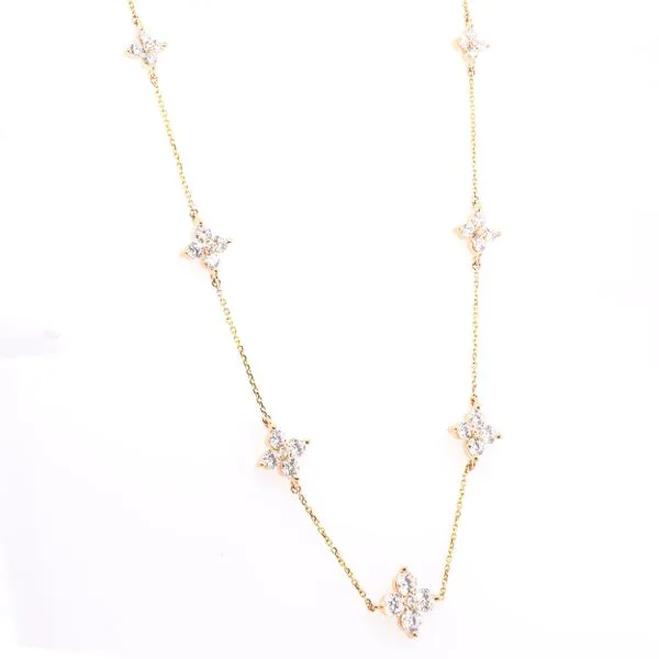 14K Yellow Gold Lab Diamond Petal Station Necklace LeeBrant Jewelry & Watch Co Sandy Springs, GA