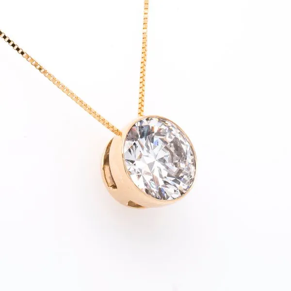 14K Yellow Gold Lab Diamond Bezel Set Solitaire Necklace Image 2 LeeBrant Jewelry & Watch Co Sandy Springs, GA