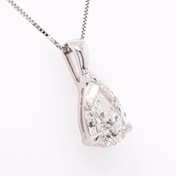14K White Gold Lab Diamond Pear Solitaire Necklace Image 2 LeeBrant Jewelry & Watch Co Sandy Springs, GA
