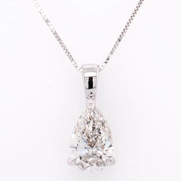 14K White Gold Lab Diamond Pear Solitaire Necklace LeeBrant Jewelry & Watch Co Sandy Springs, GA